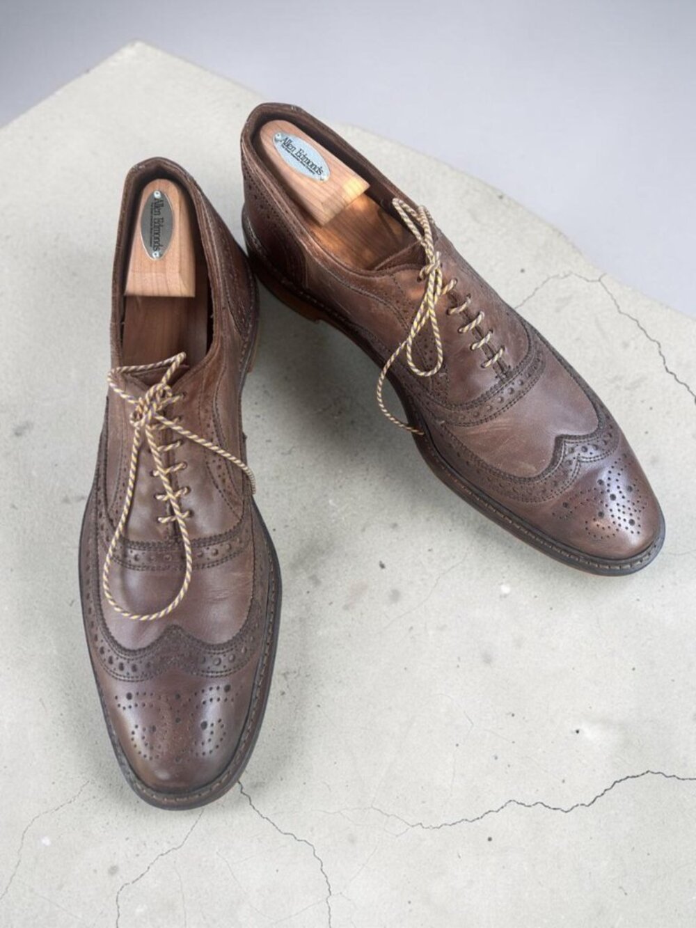 Allen Edmonds Men's Brown Neumok Wingtip Brogue Oxford Shoes Size 14